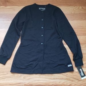 Solid black lab coat